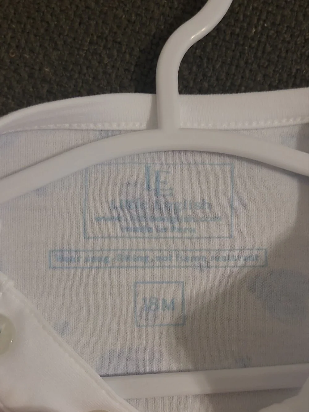 Little English White Pajama Set with Light Blue Heart Print